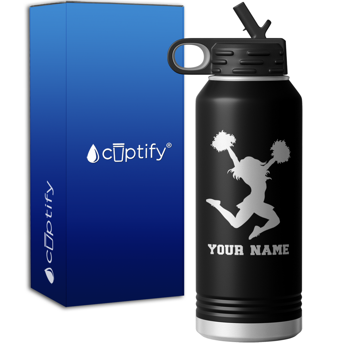 Personalized Cheerleader Silhouette 32oz Sport Water Bottle