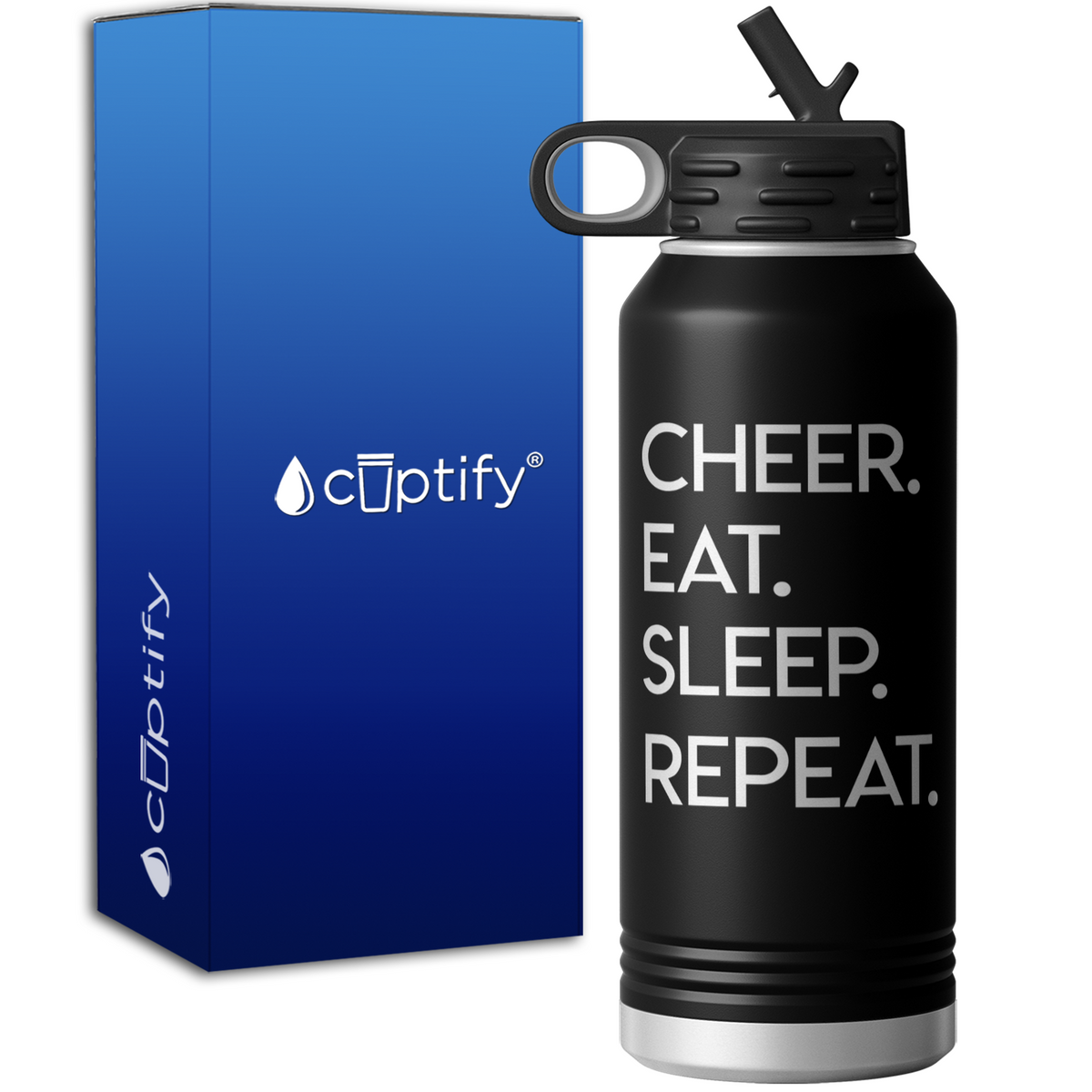 Eat Sleep Cheer Repeat 32oz Sport Water Bottle