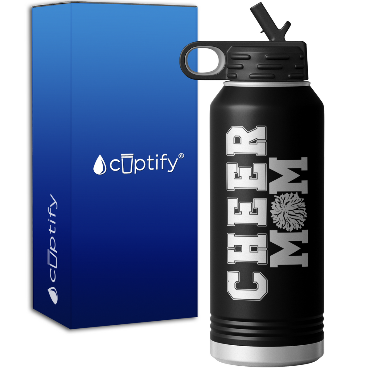 Cheer Mom Pom Poms 32oz Sport Water Bottle