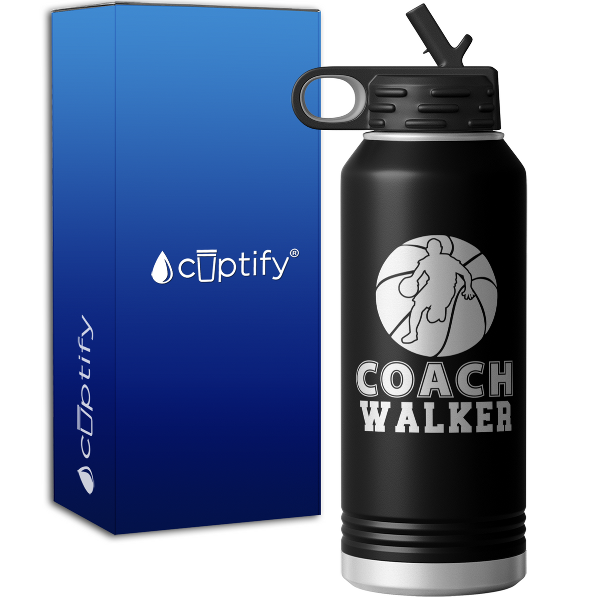 Personalized Basketball Coach Silhouette 32oz Sport Water Bottle