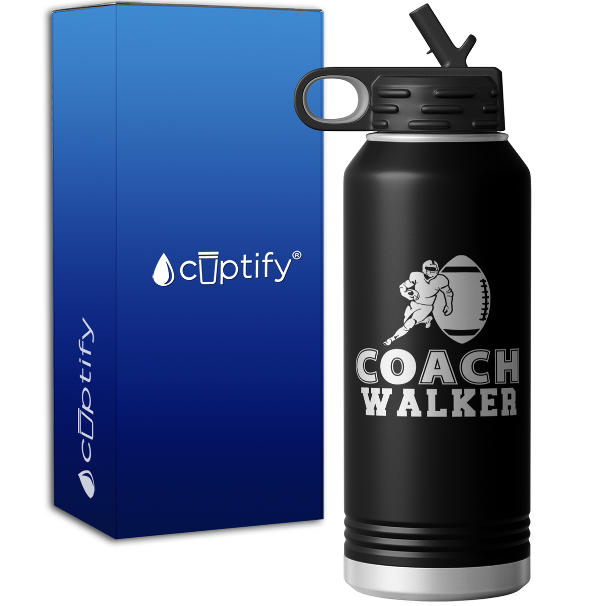 Personalized Football Coach Silhouette 32oz Sport Water Bottle