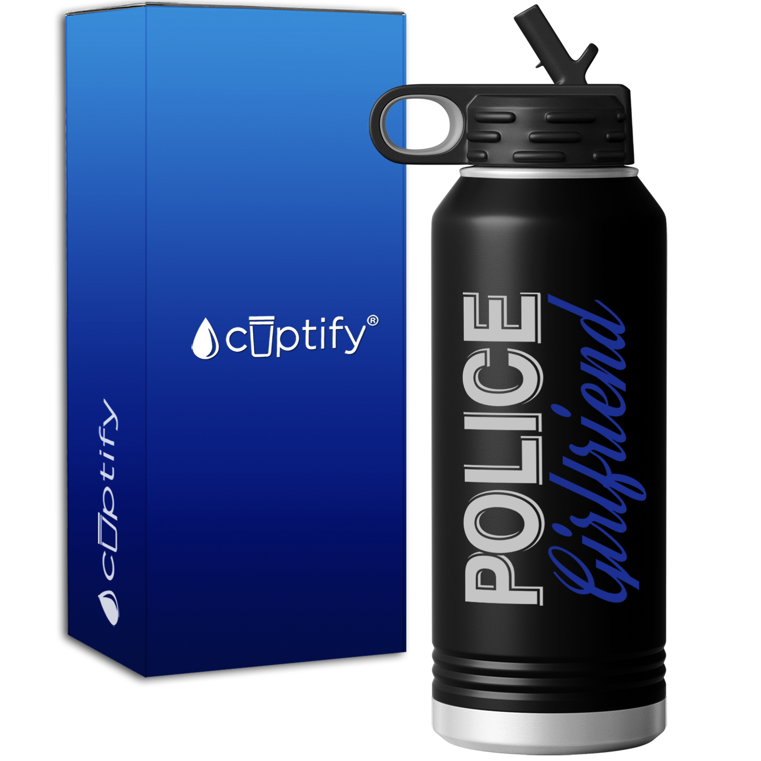 Police Girlfriend 32oz Black Police Sport Water Bottle