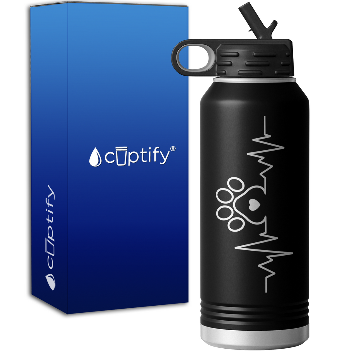 Dog Paw Heartbeat 32oz Sport Water Bottle