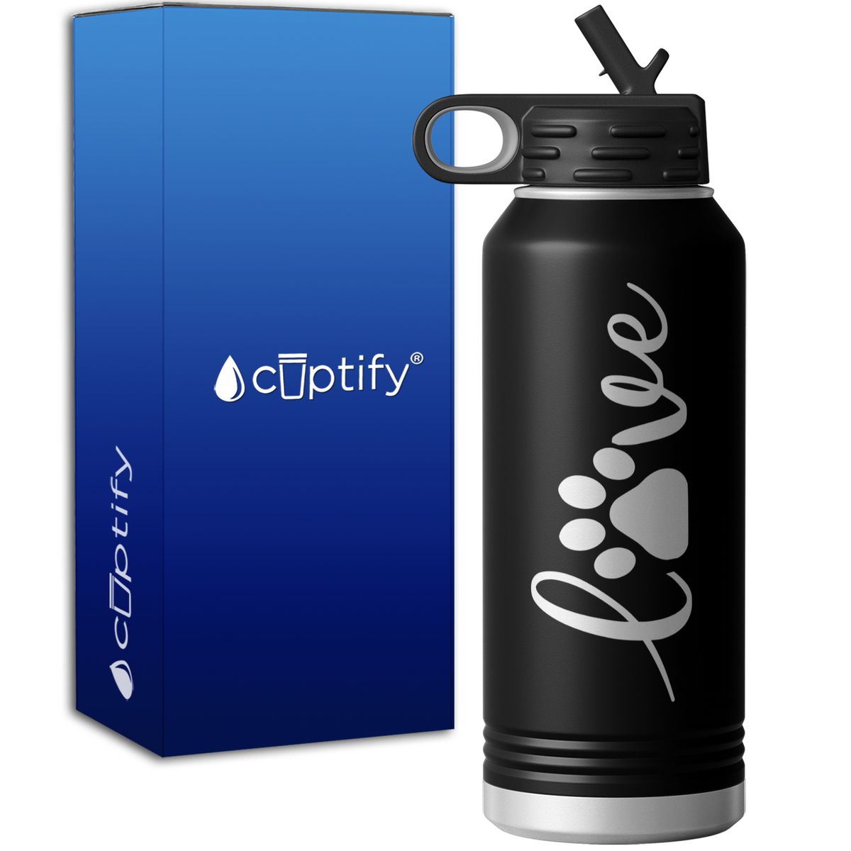 Love Dog Paw 32oz Sport Water Bottle