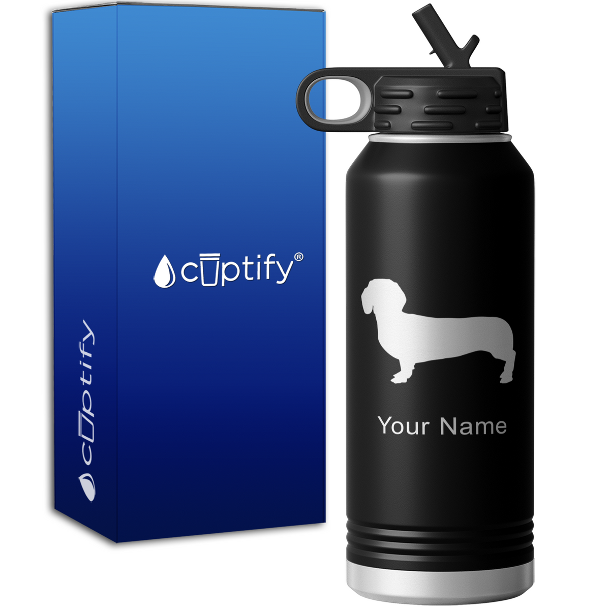 Dachshund Personalized 32oz Sport Water Bottle