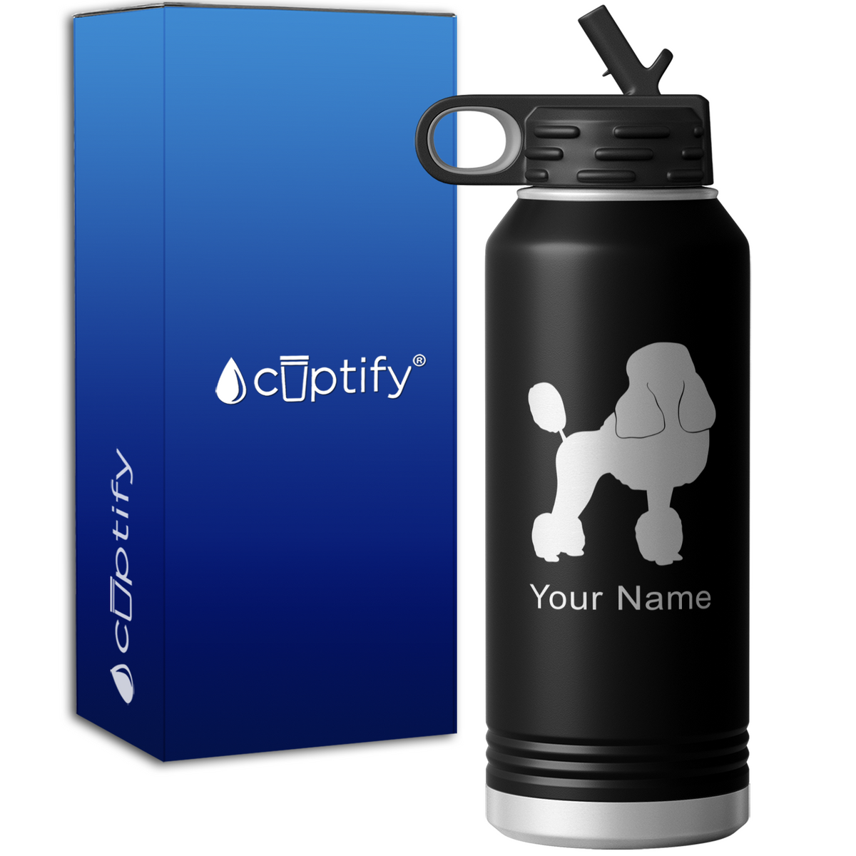 Poodle Personalized 32oz Sport Water Bottle