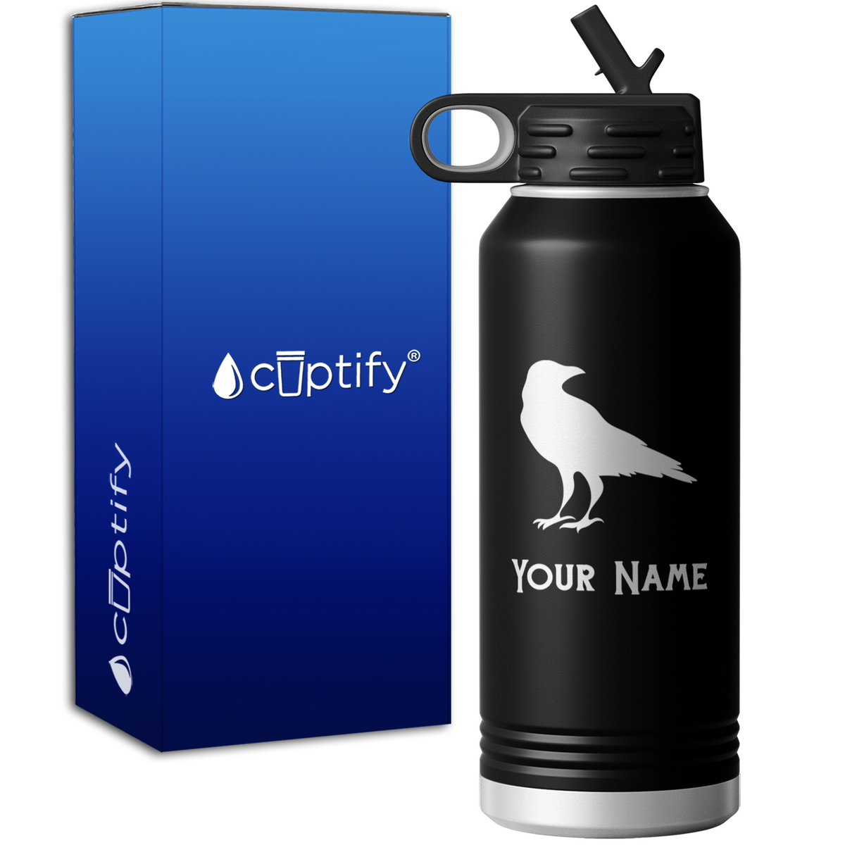 Black Crow Personalized 32oz Sport Water Bottle