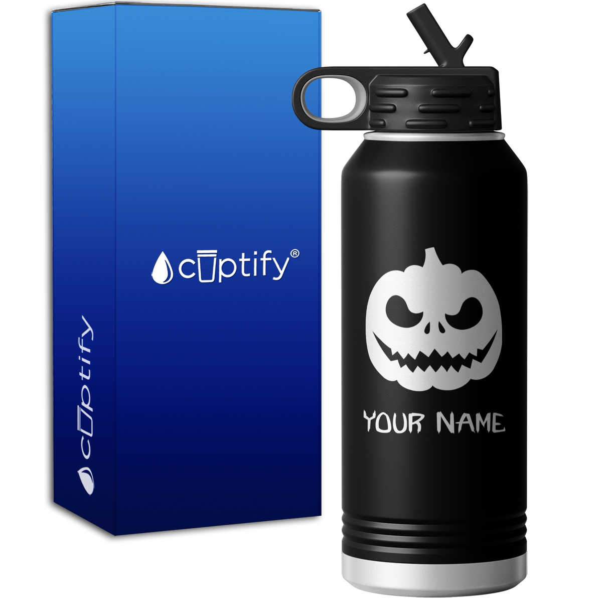 Jack o Lantern Personalized 32oz Sport Water Bottle