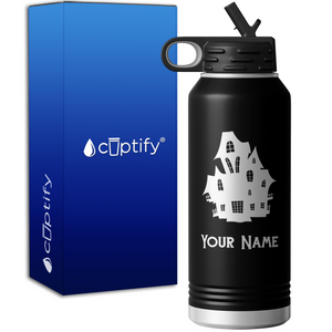 Haunted House Personalized 32oz Sport Water Bottle