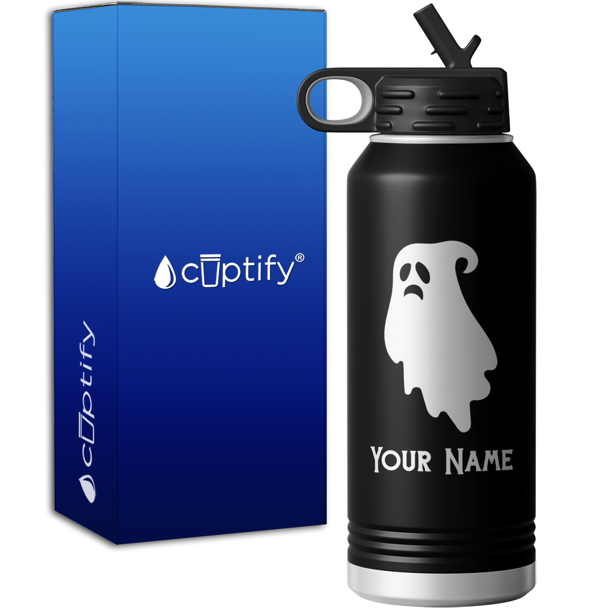 Sad Ghost Personalized 32oz Sport Water Bottle