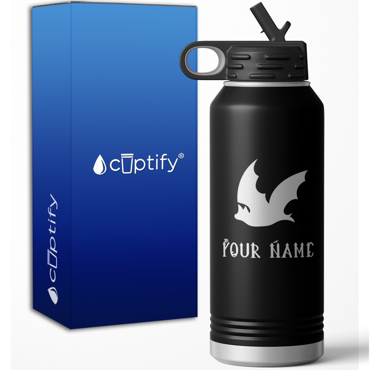 Flying Bat Personalized 32oz Sport Water Bottle