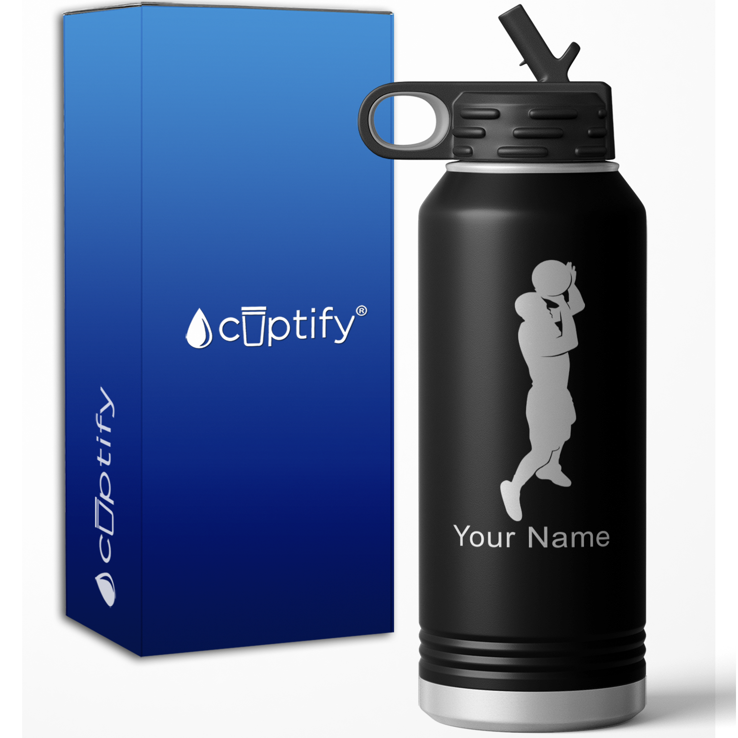 Jump Shot Basketball Player Personalized 32oz Sport Water Bottle