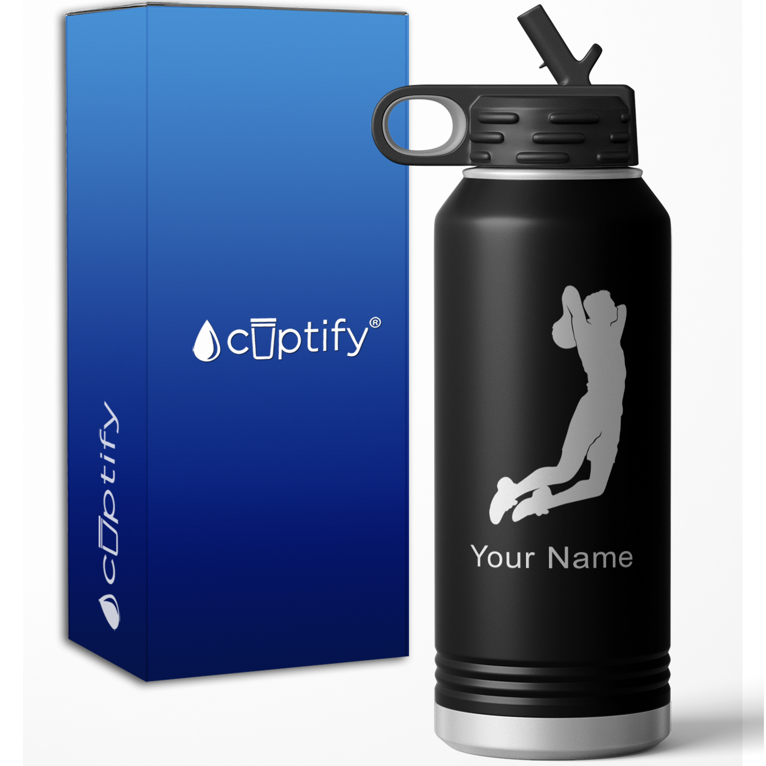 Slam Dunk Basketball Player Personalized 32oz Sport Water Bottle