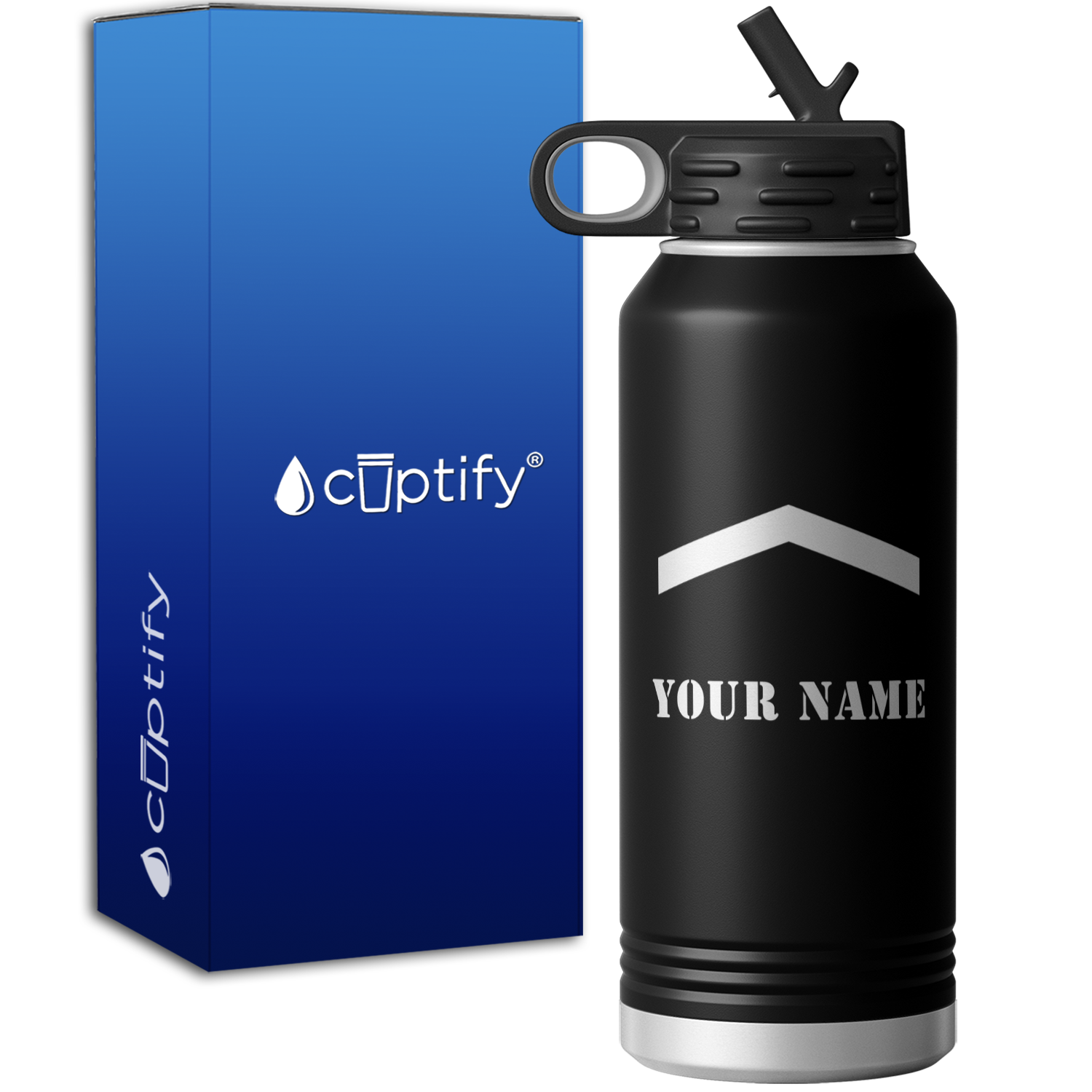 Corporal Stripes Insignia Personalized 32oz Sport Water Bottle