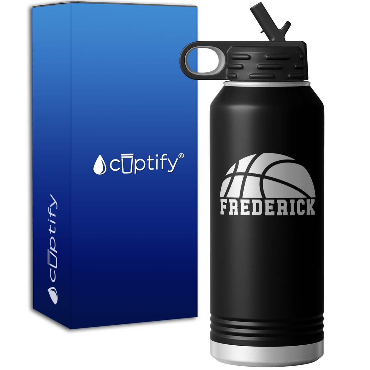 Basketball Half Personalized 32oz Sport Water Bottle