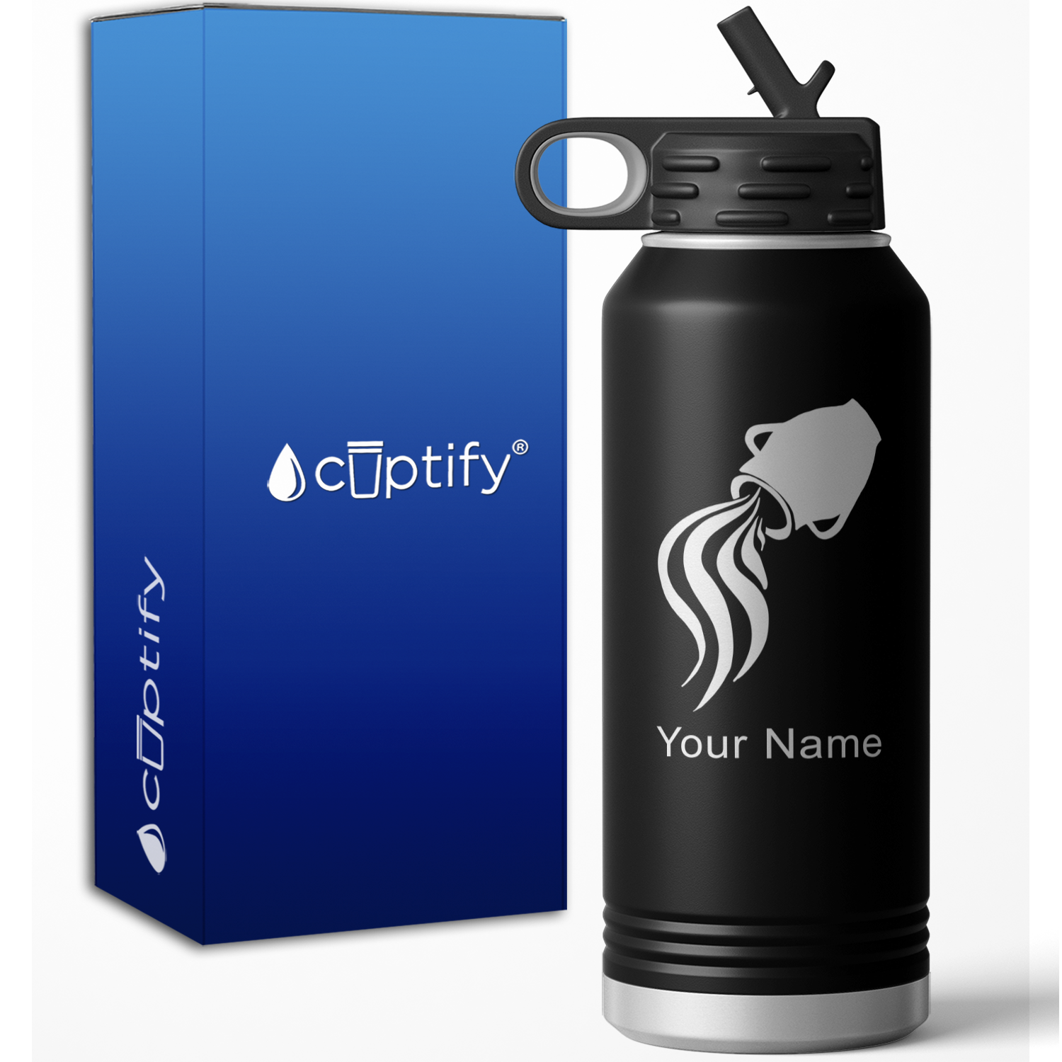 Aquarius Zodiac Sign Personalized 32oz Sport Water Bottle