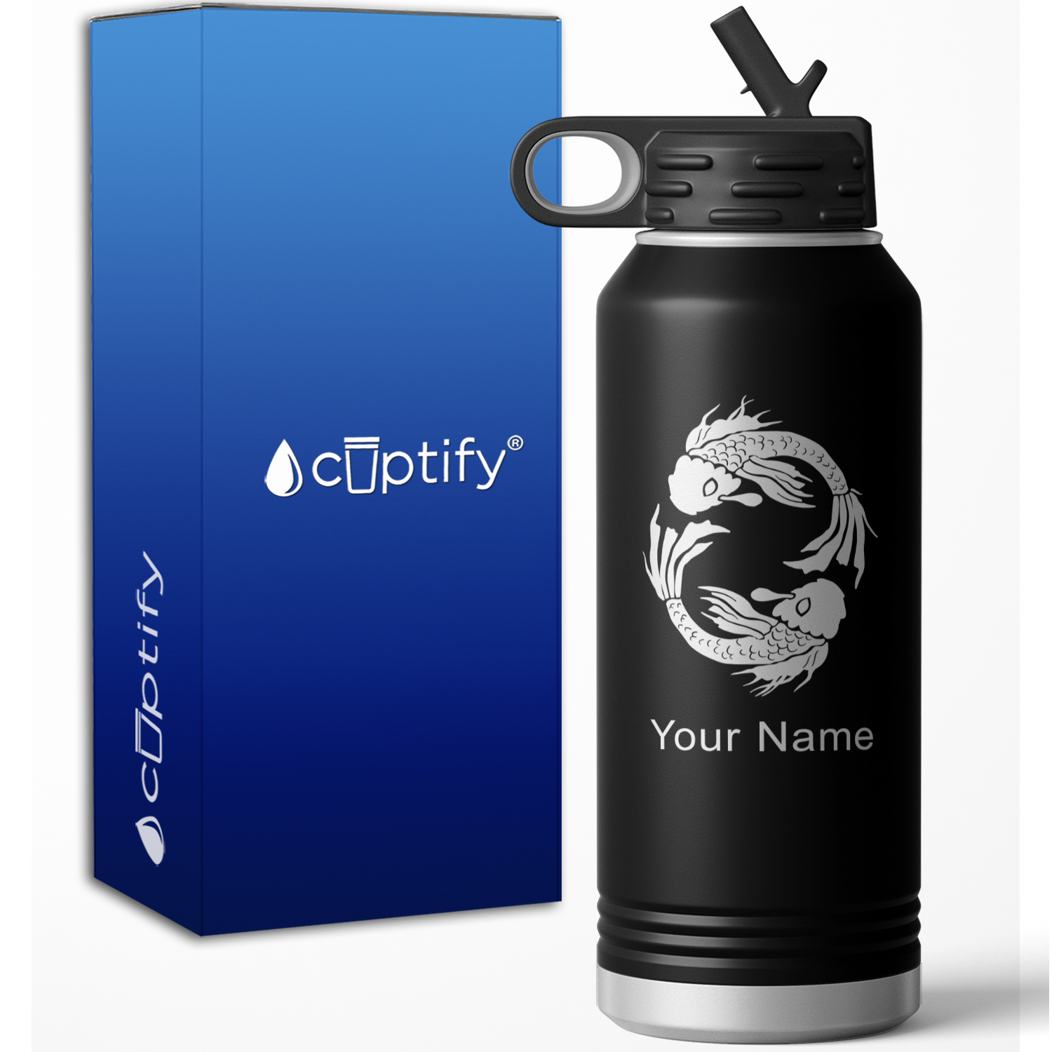 Pisces Zodiac Sign Personalized 32oz Sport Water Bottle