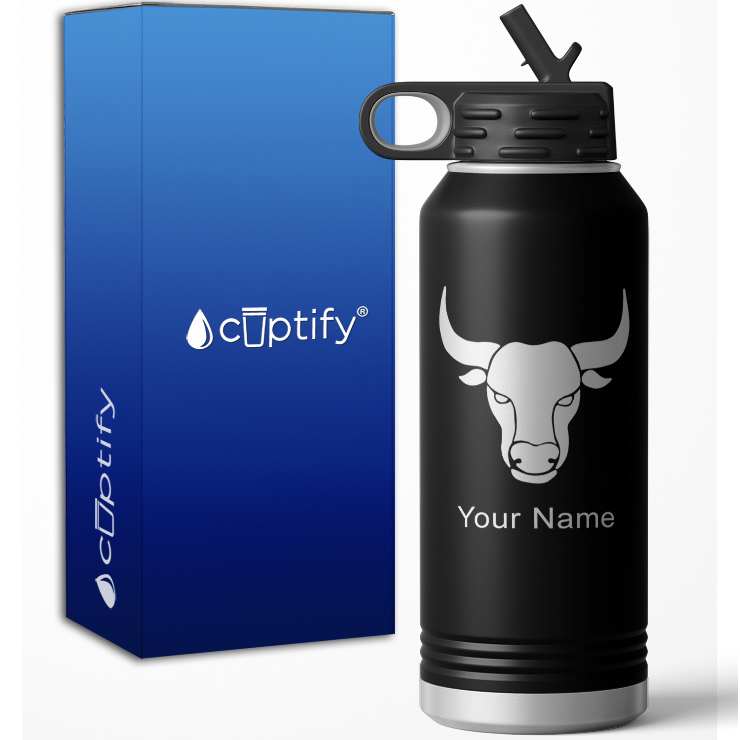 Taurus Zodiac Sign Personalized 32oz Sport Water Bottle