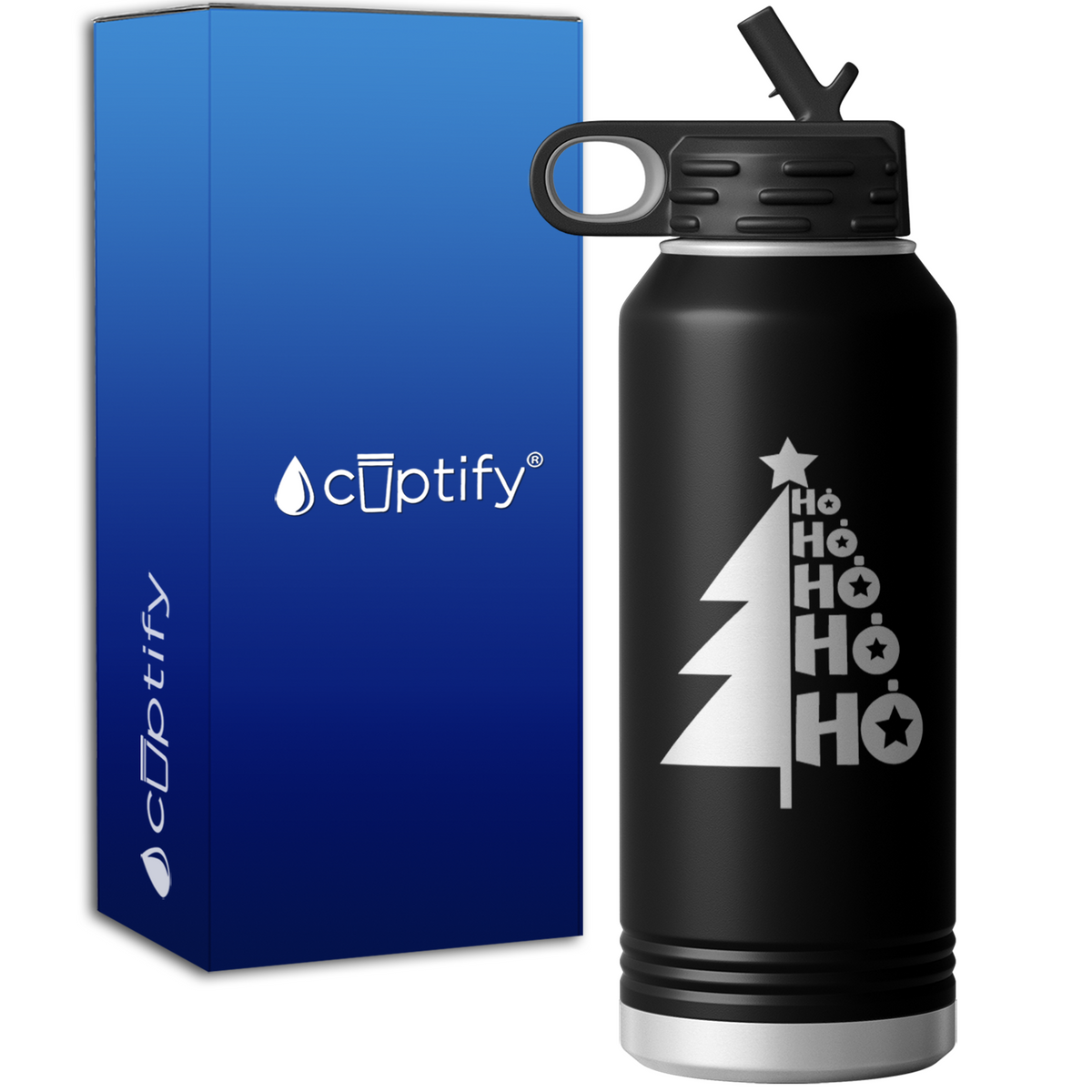 Ho Ho Ho Christmas Tree 32oz Sport Water Bottle