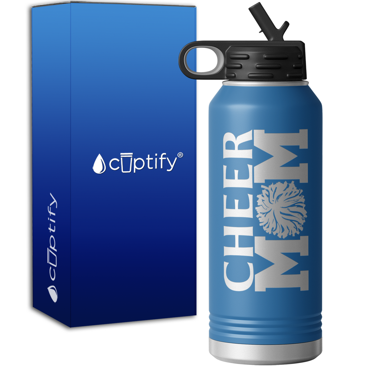 Cheer Mom Pom Pom 32oz Sport Water Bottle