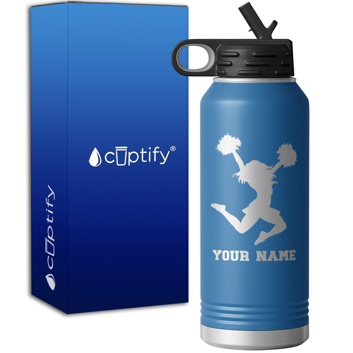 Personalized Cheerleader Silhouette 32oz Sport Water Bottle