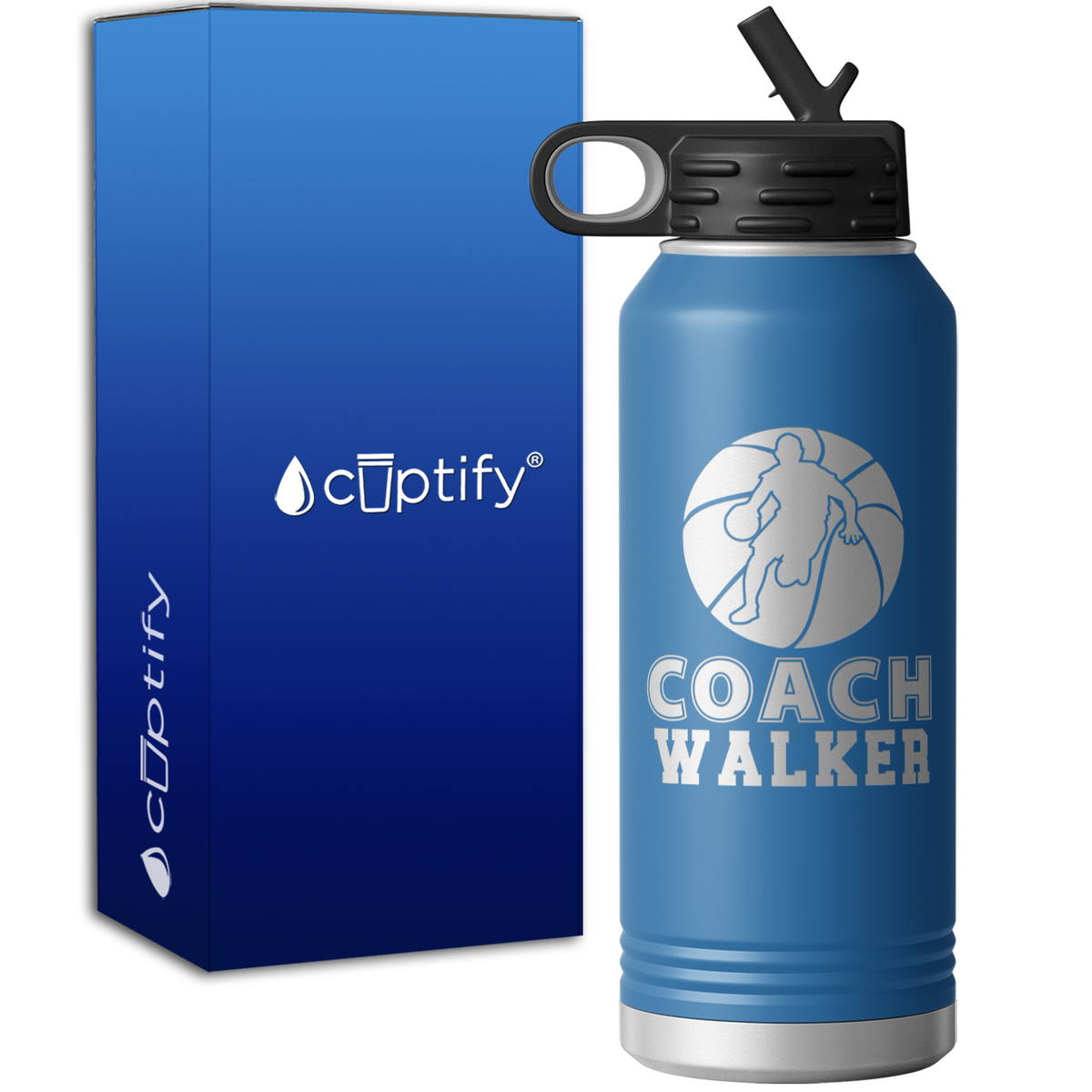 Personalized Basketball Coach Silhouette 32oz Sport Water Bottle