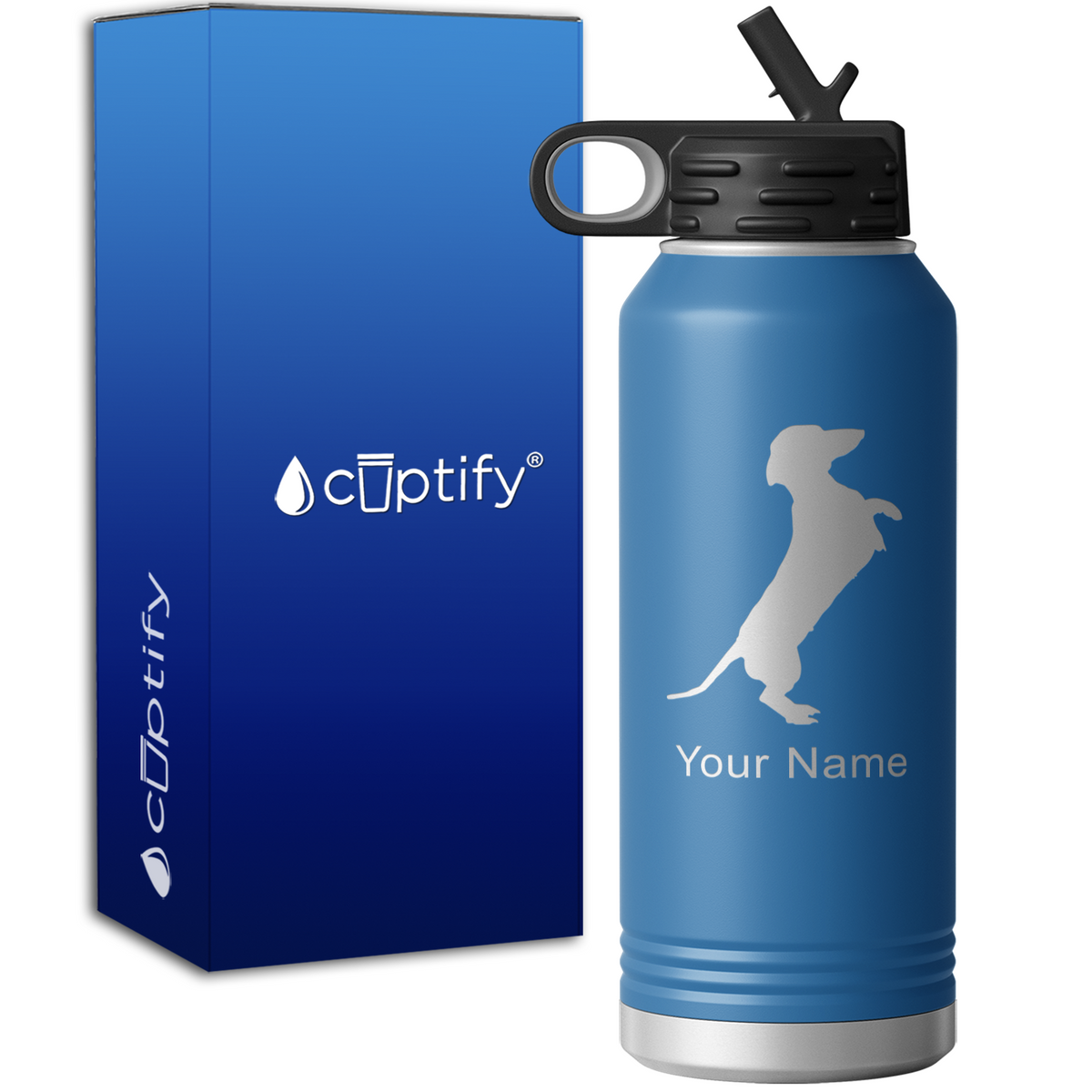 Standing Dachshund Personalized 32oz Sport Water Bottle