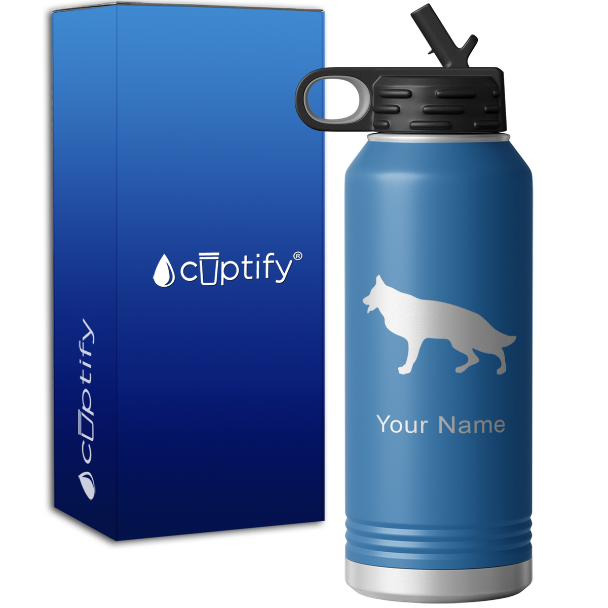 German Shepherd Personalized 32oz Sport Water Bottle
