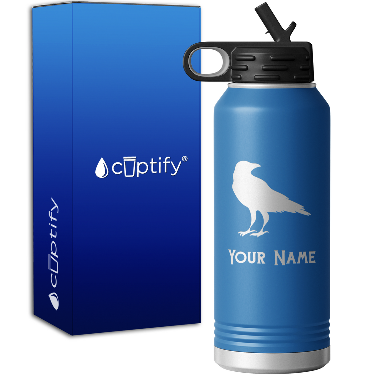 Black Crow Personalized 32oz Sport Water Bottle