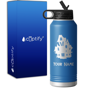 Haunted House Personalized 32oz Sport Water Bottle