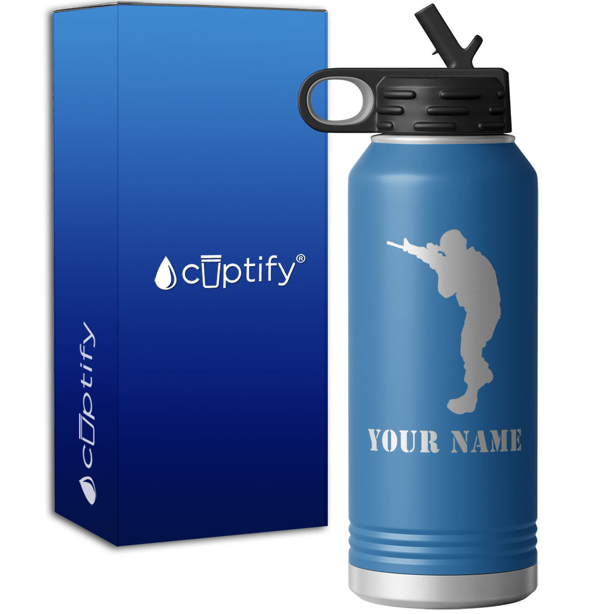 Military Soldier Shooting Personalized 32oz Sport Water Bottle