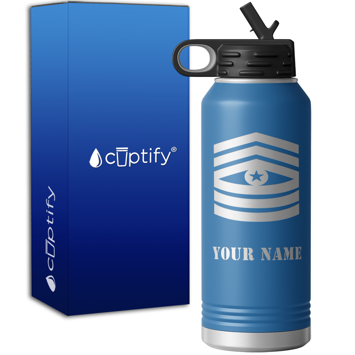 Command Sergeant Major Insignia Personalized 32oz Sport Water Bottle