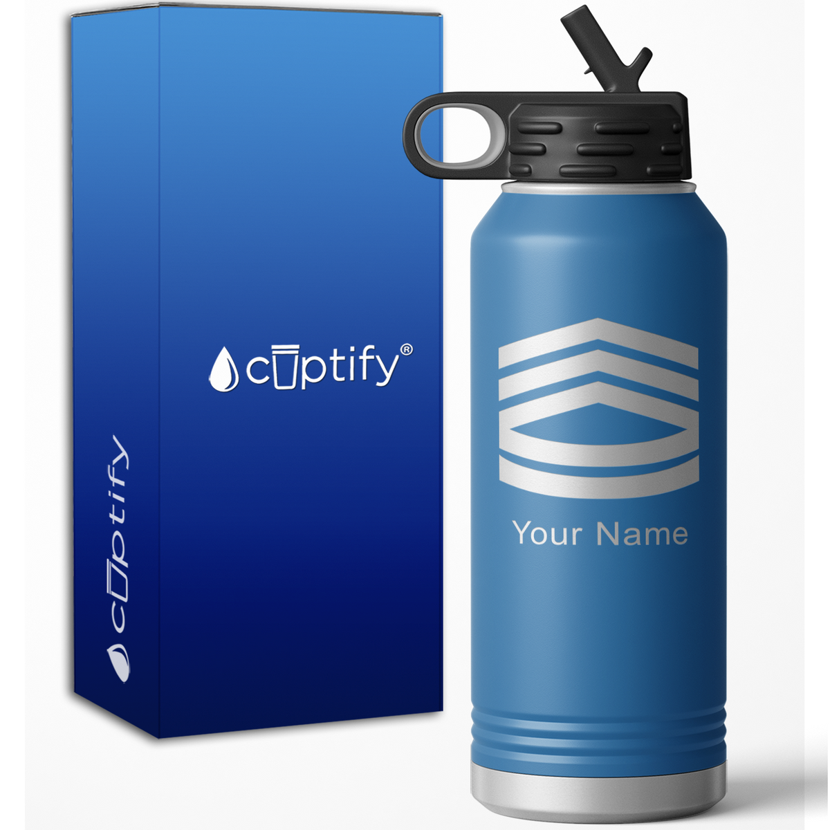 Sergeant First Class Stripes Personalized 32oz Sport Water Bottle