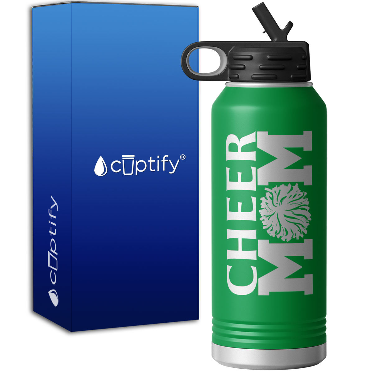 Cheer Mom Pom Pom 32oz Sport Water Bottle