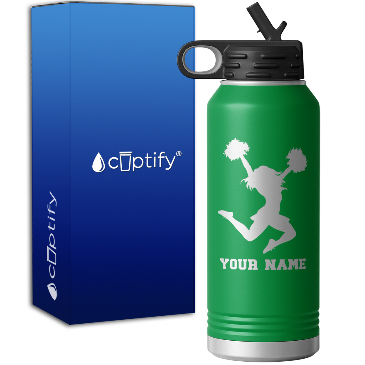 Personalized Cheerleader Silhouette 32oz Sport Water Bottle