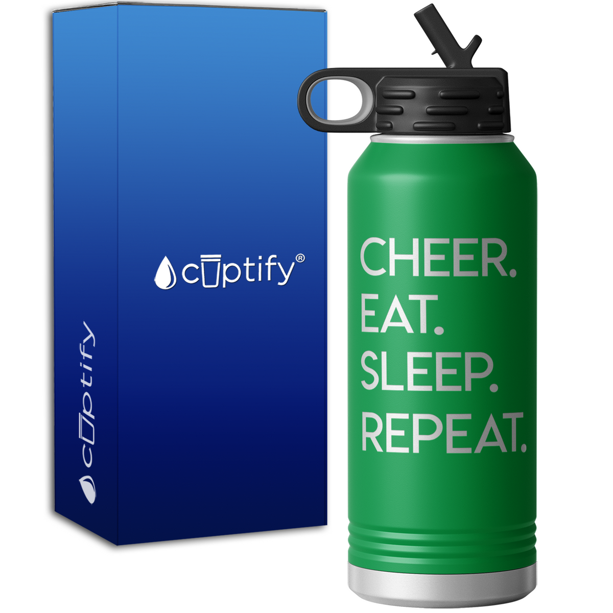 Eat Sleep Cheer Repeat 32oz Sport Water Bottle
