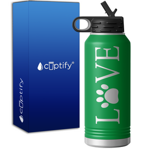 Love Dogs Paws 32oz Sport Water Bottle
