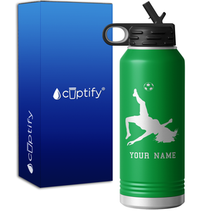 Personalized Soccer Player Female 32oz Sport Water Bottle