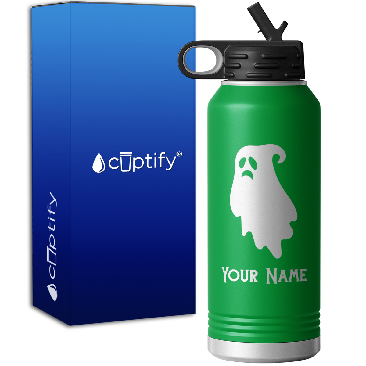 Sad Ghost Personalized 32oz Sport Water Bottle