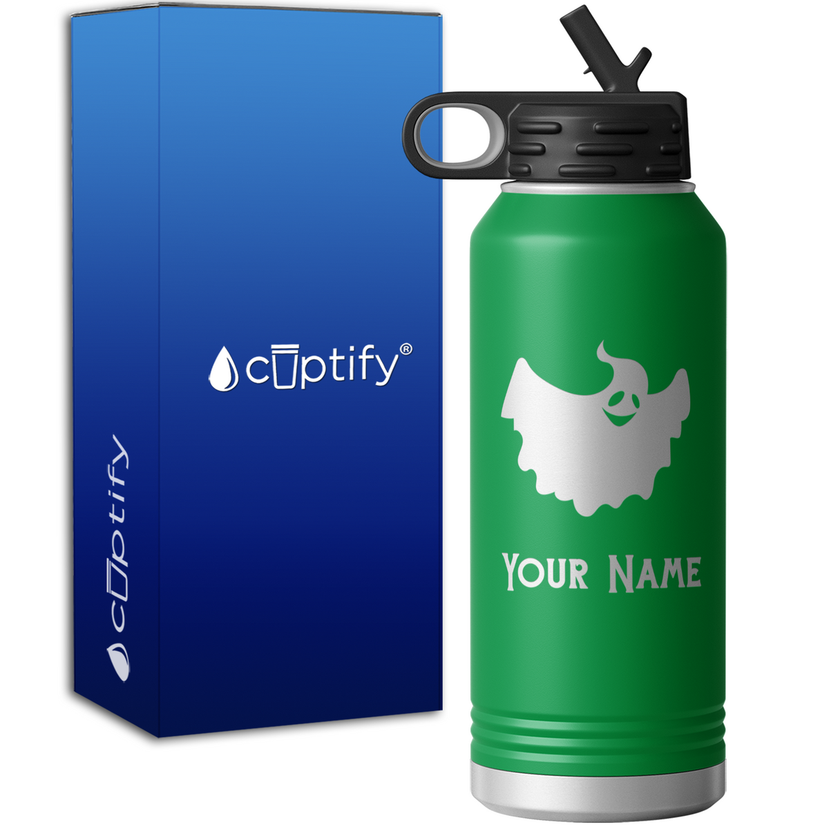 Happy Ghost Personalized 32oz Sport Water Bottle