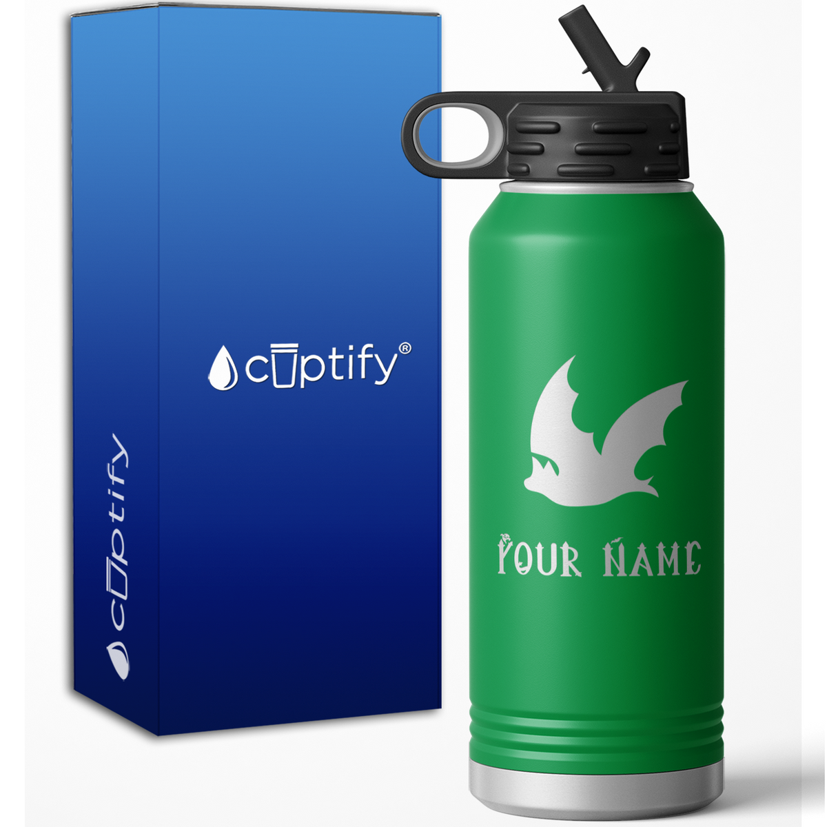 Flying Bat Personalized 32oz Sport Water Bottle