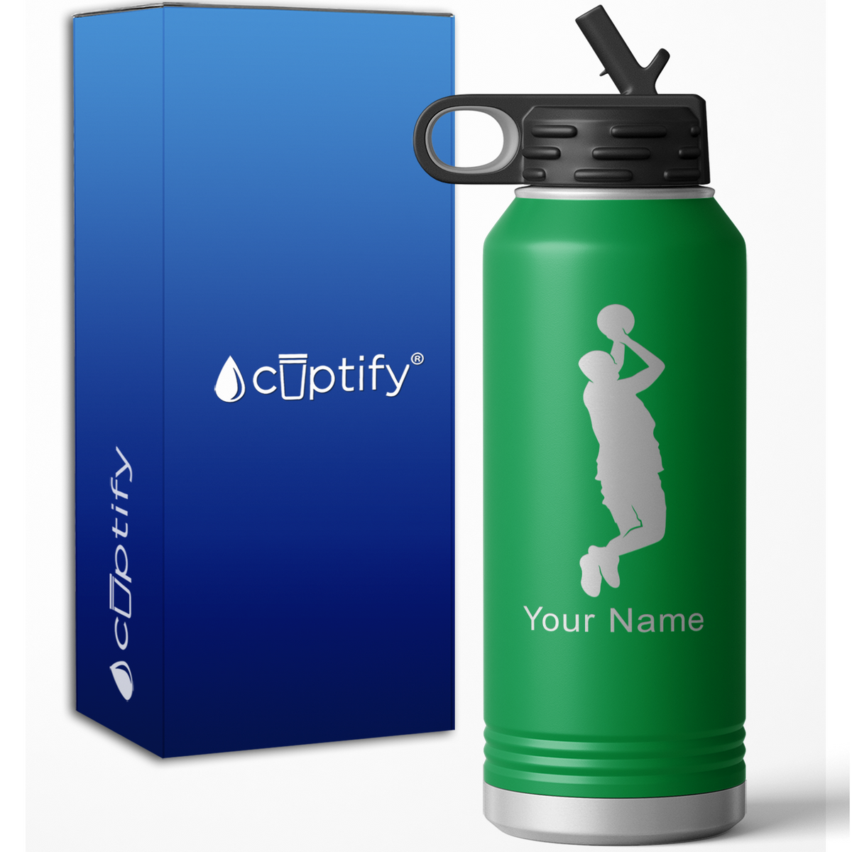 Bank Shot Basketball Player Personalized 32oz Sport Water Bottle