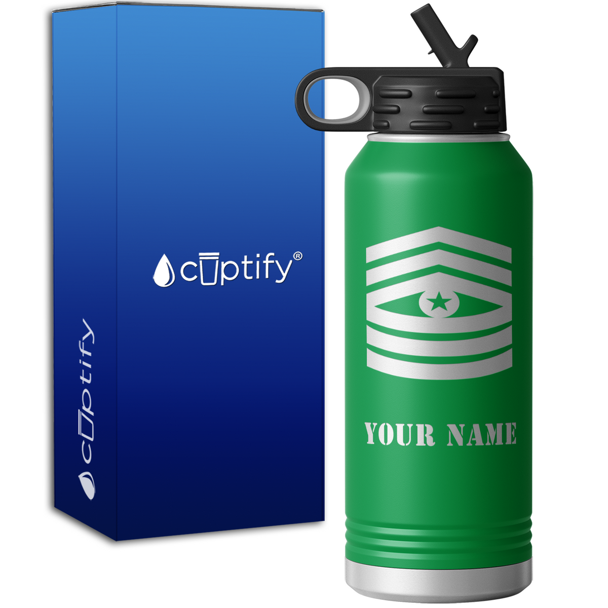 Command Sergeant Major Insignia Personalized 32oz Sport Water Bottle