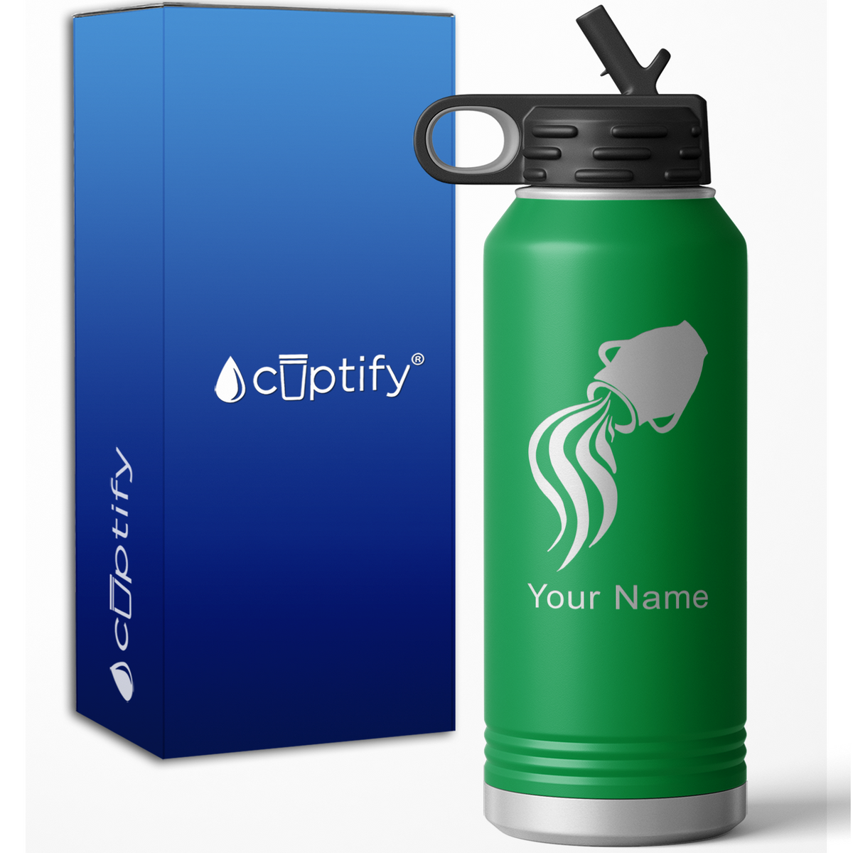 Aquarius Zodiac Sign Personalized 32oz Sport Water Bottle