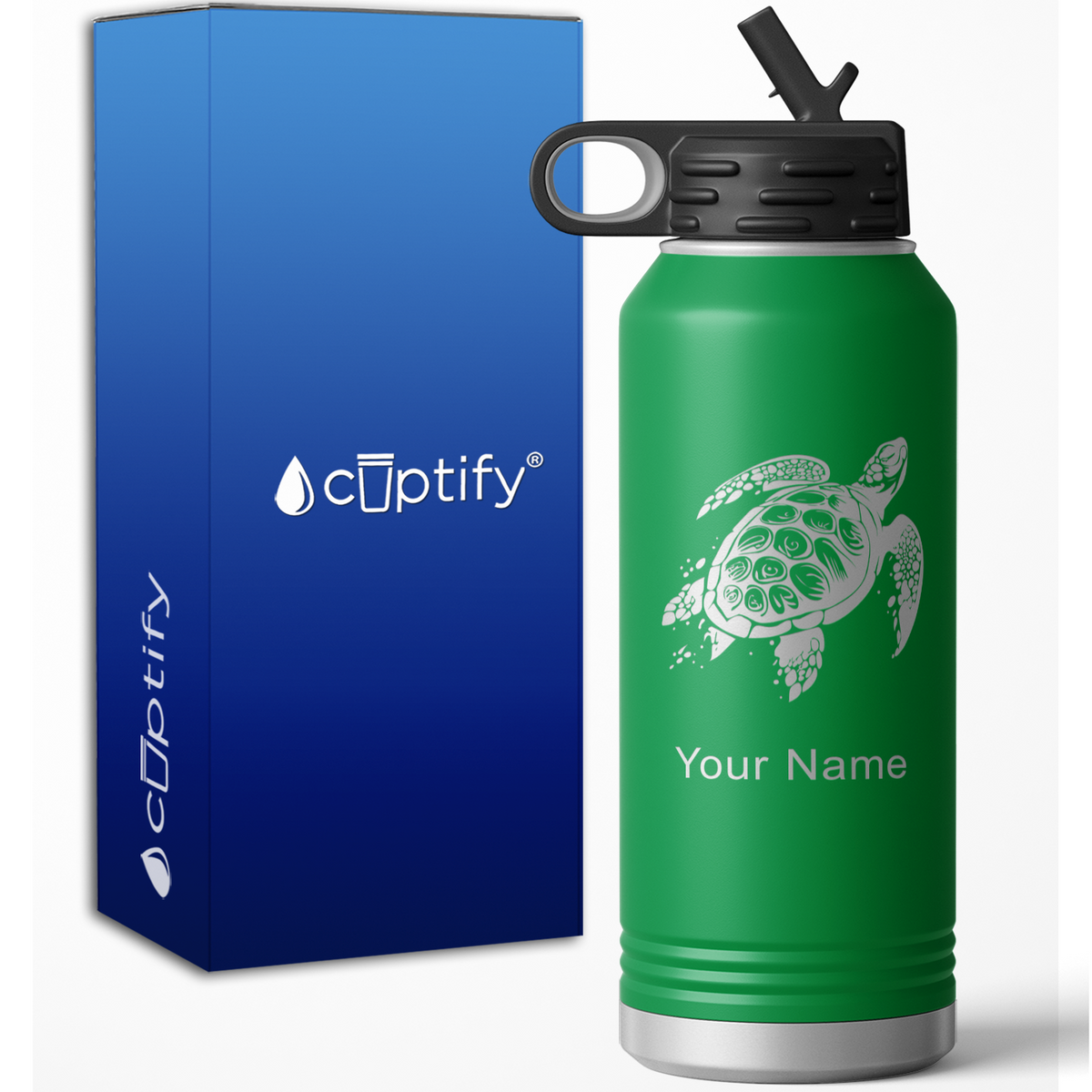 Hawaiian Sea Turtle Personalized 32oz Sport Water Bottle