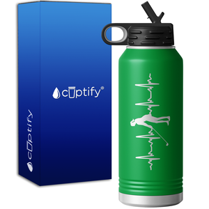 Female Golfer Heartbeat 32oz Sport Water Bottle