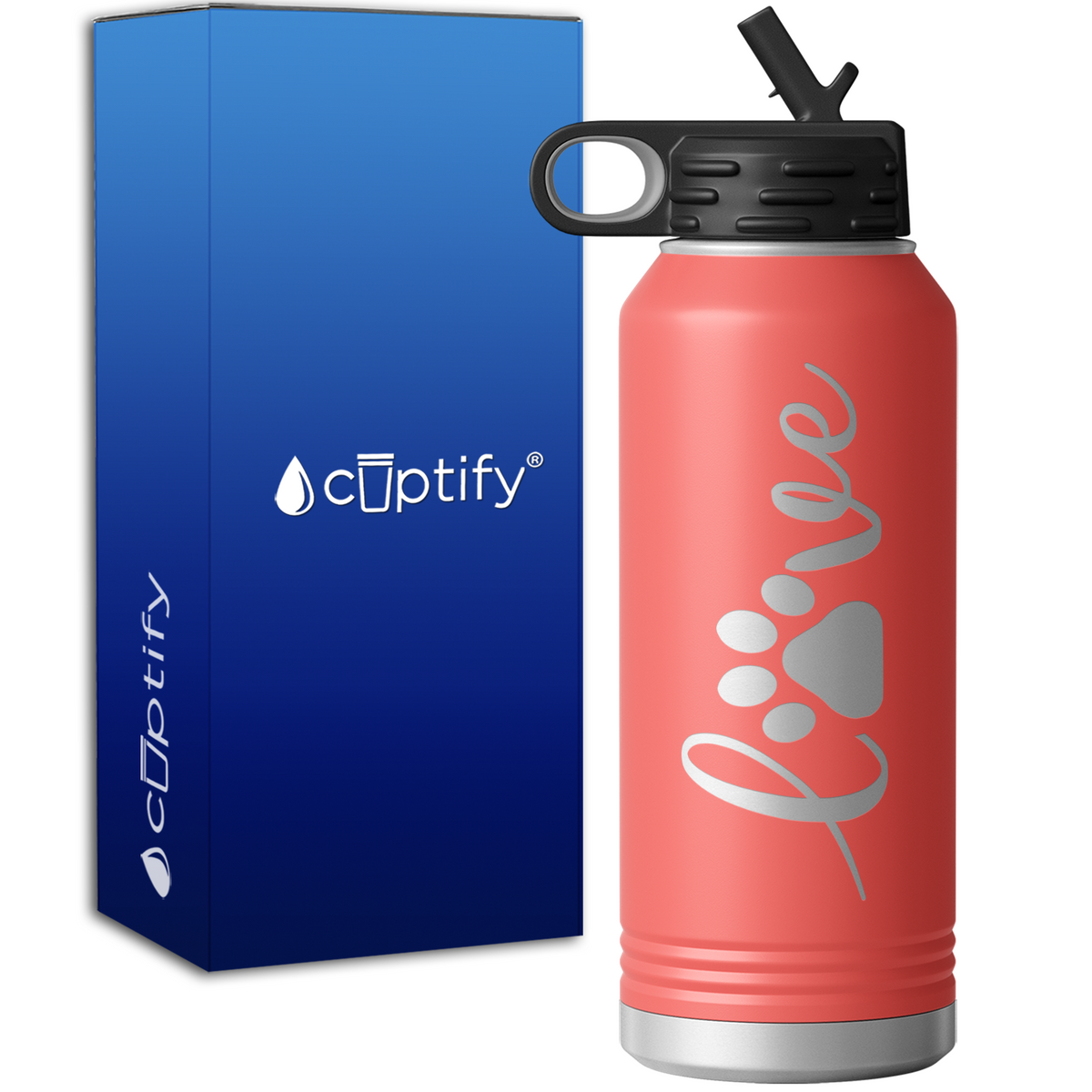Love Dog Paw 32oz Sport Water Bottle