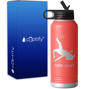 Personalized Soccer Player Female 32oz Sport Water Bottle
