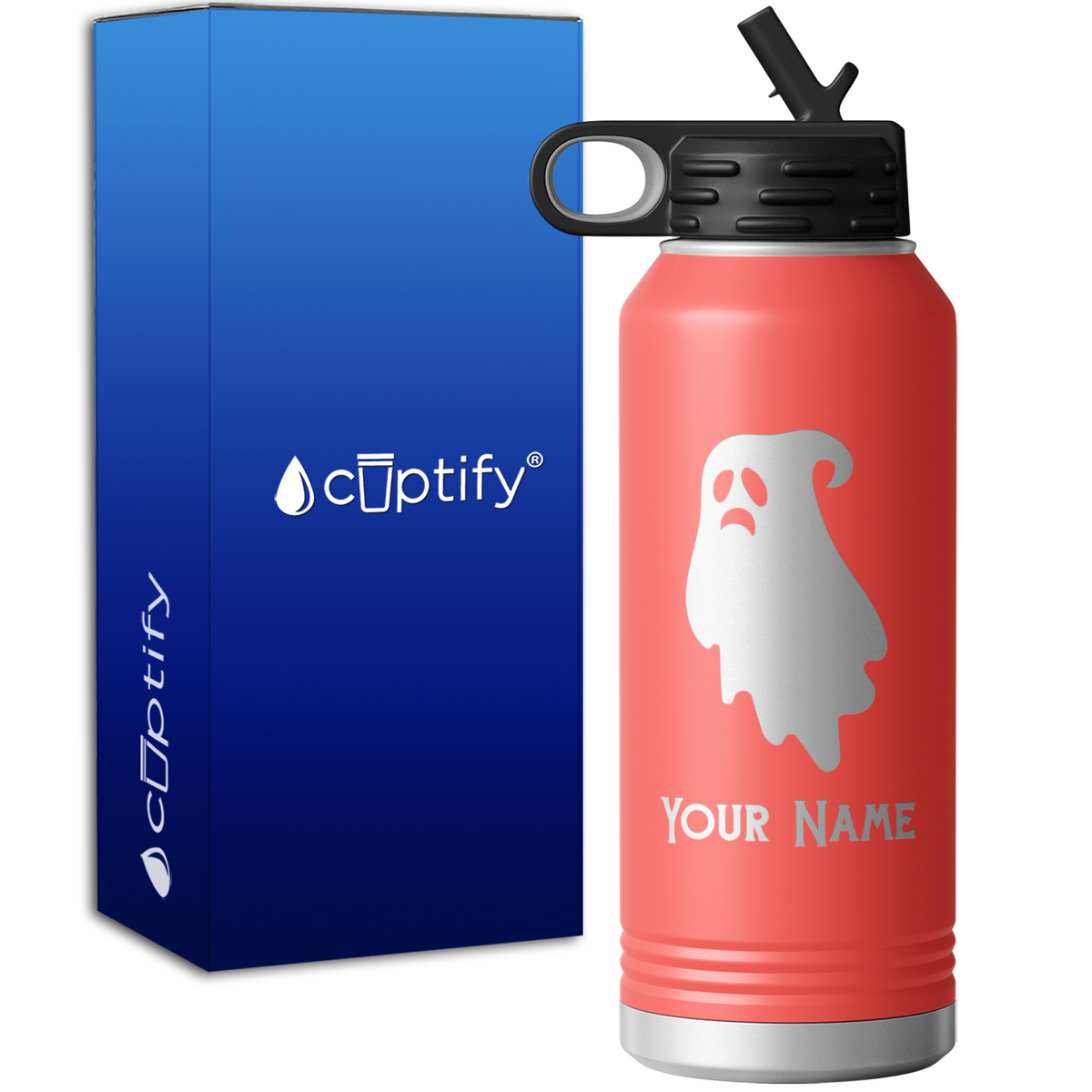 Sad Ghost Personalized 32oz Sport Water Bottle