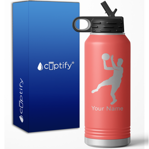 Hook Shot Basketball Player Personalized 32oz Sport Water Bottle
